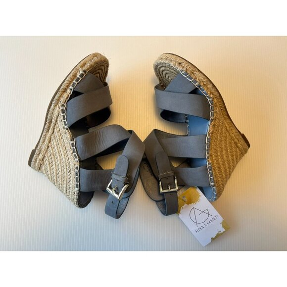 Joie Blue Leather Strappy Espadrille Wedge Heels, Size 6.5 US, 36.5 EU - Picture 8 of 11